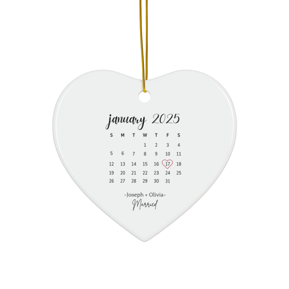 Personalized Wedding Date Calendar Ornament - Anniversary Keepsake Gift - c231a25