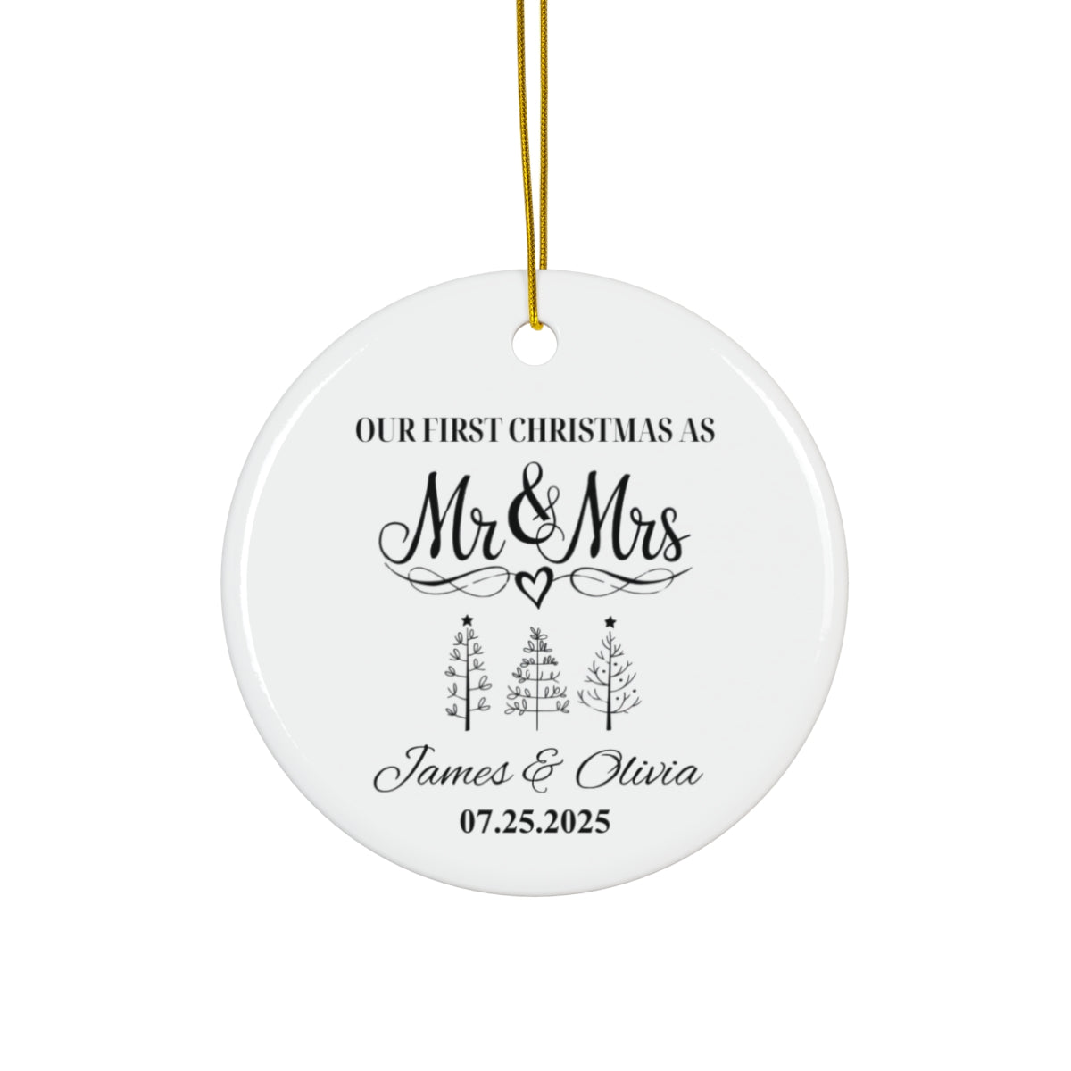 Mr & Mrs First Christmas Ornament with Names & Date - c454a25