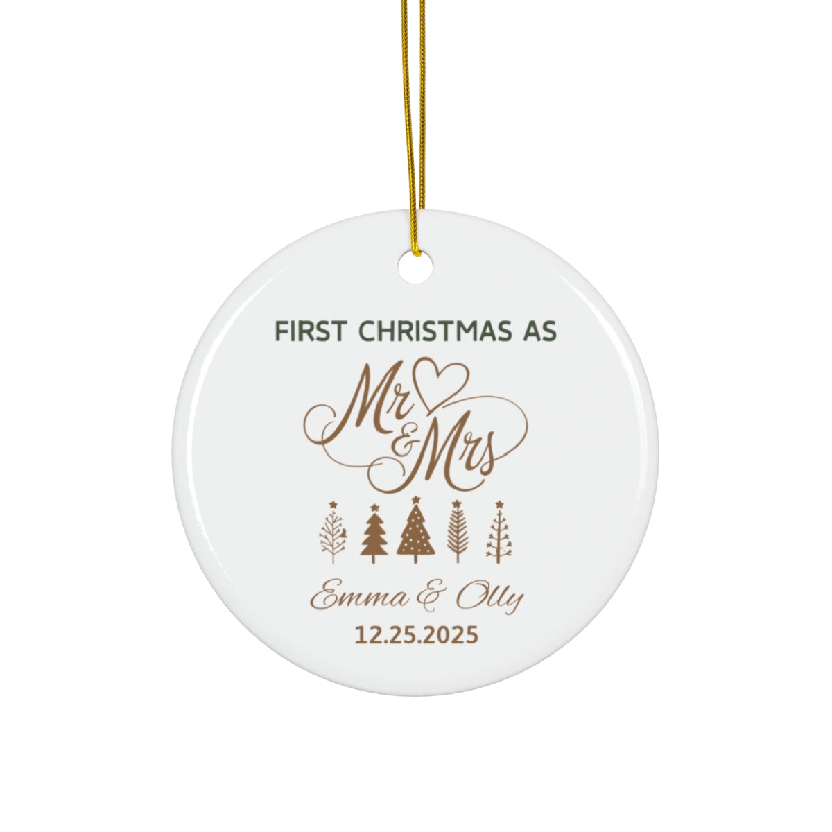 Mr & Mrs First Christmas Ornament with Names & Date - c453a25