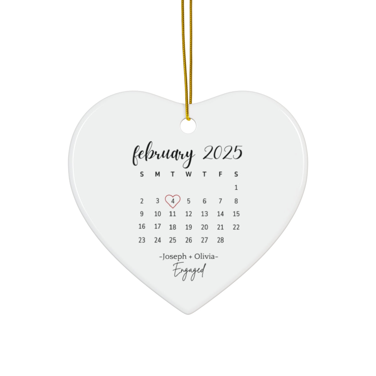 Personalized Engagement Calendar Ornament - Romantic Keepsake Gift - c232a25