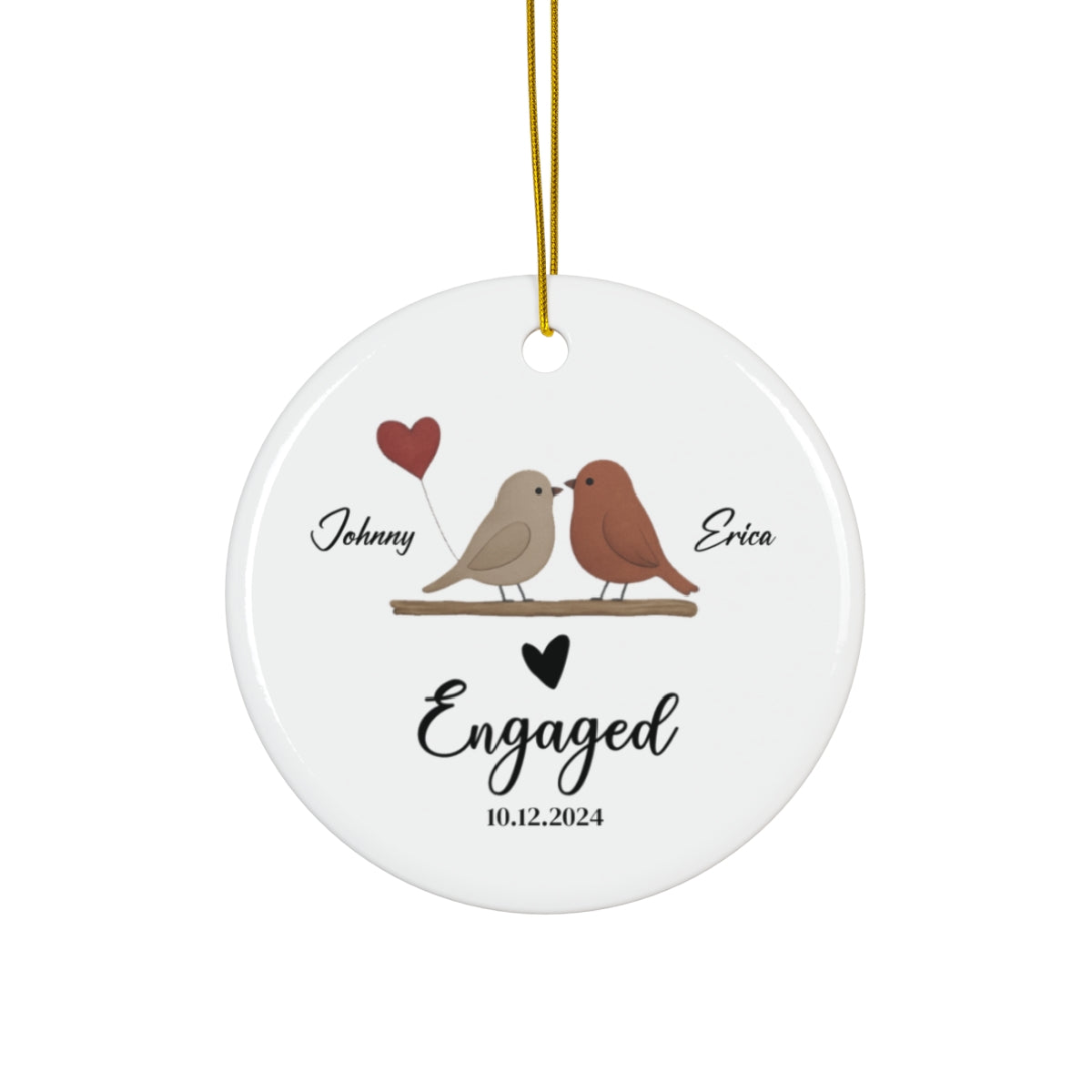 Personalized Love Birds Ornament - Engagement Gift for Couples - c262a25