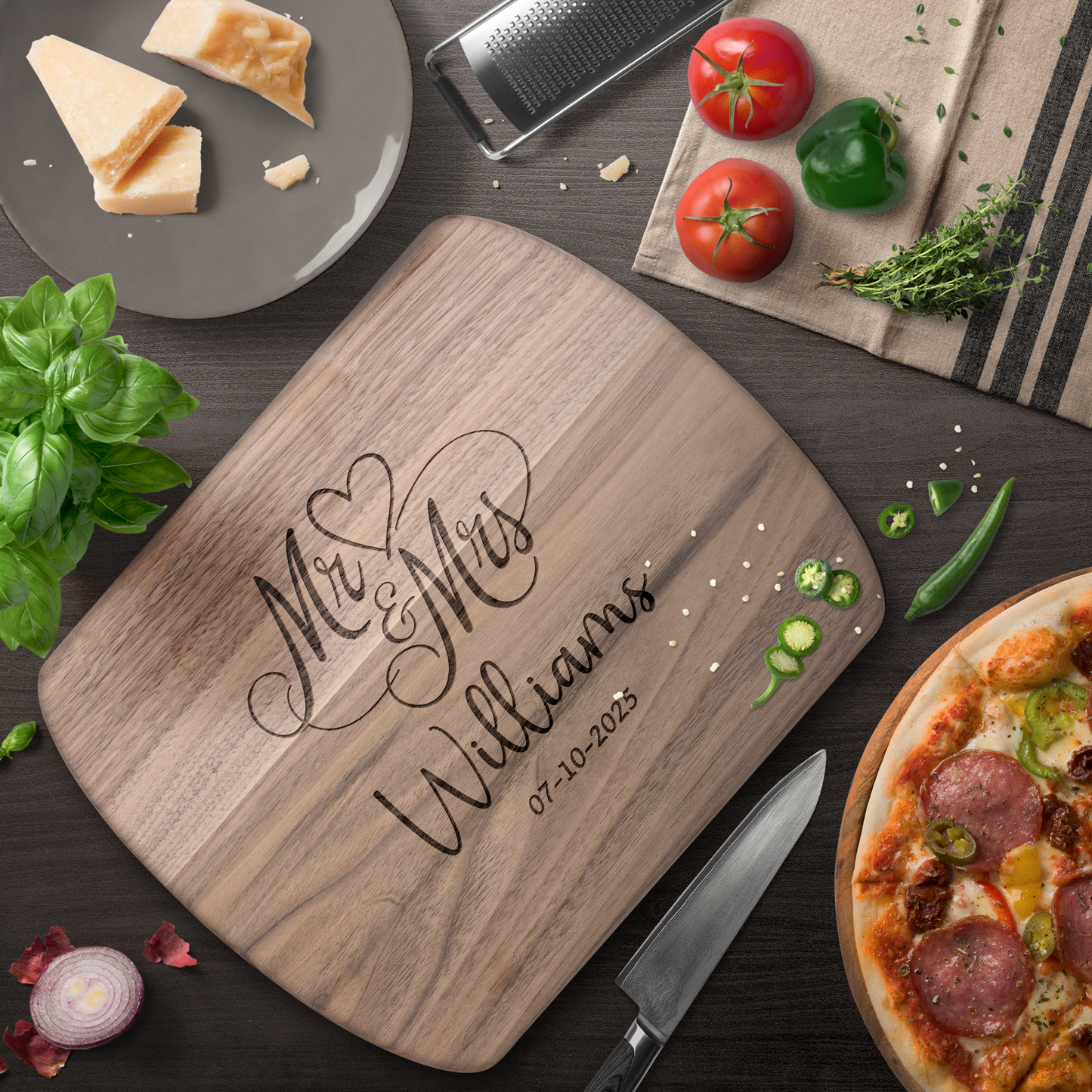 Custom Mr & Mrs Name Engraved Wedding Cutting Board - c418a25
