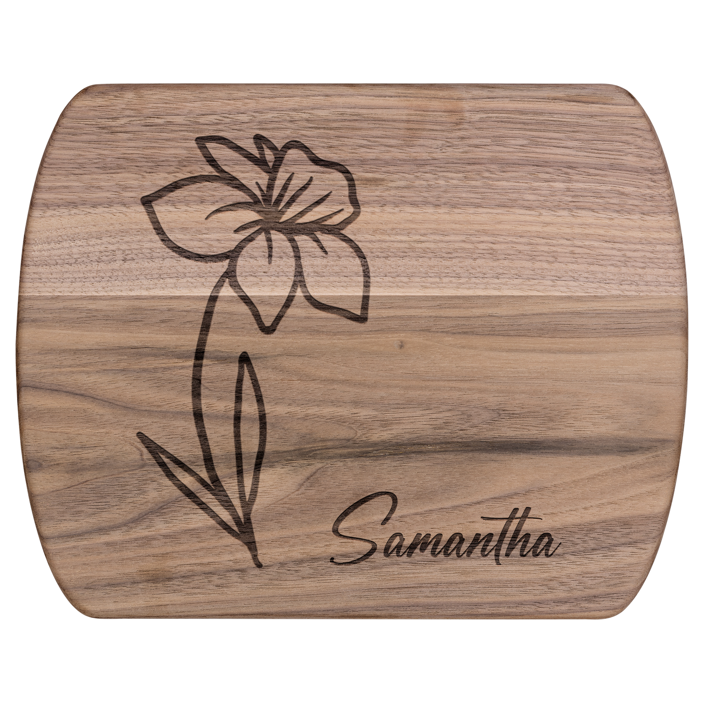 Engraved Cutting Board with Custom Name & Birth Flower - c399a25