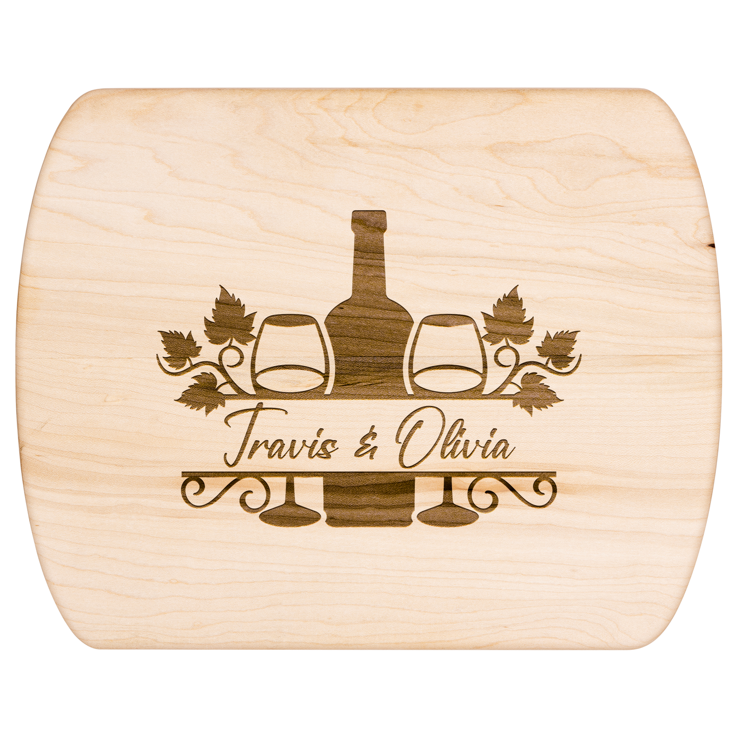 Custom Wine Bottle & Glasses Cutting Board with Names - c413a25