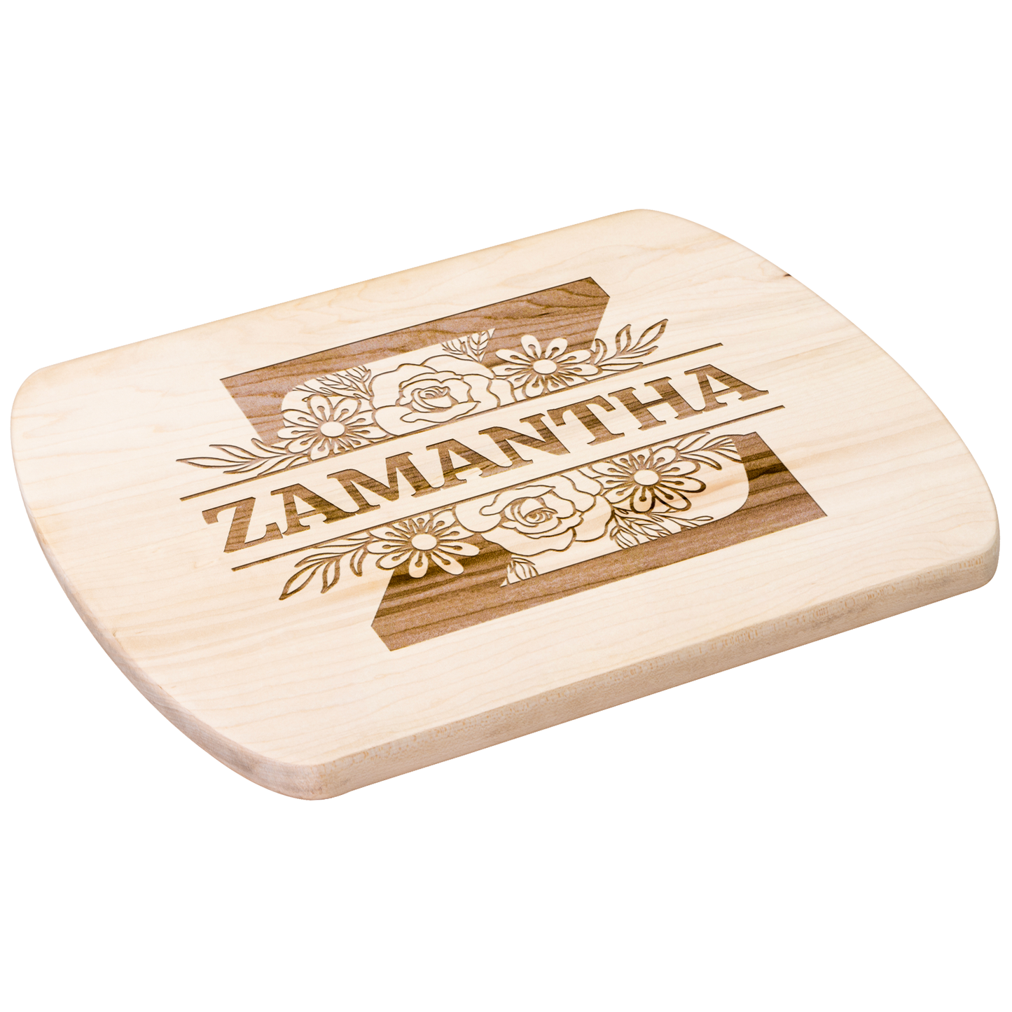 Bold Monogram Cutting Board with Custom Name & Florals - c401a25
