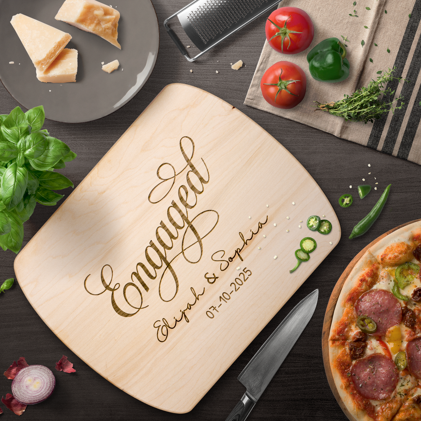 Custom Engaged Couple Name & Date Cutting Board - c417a25