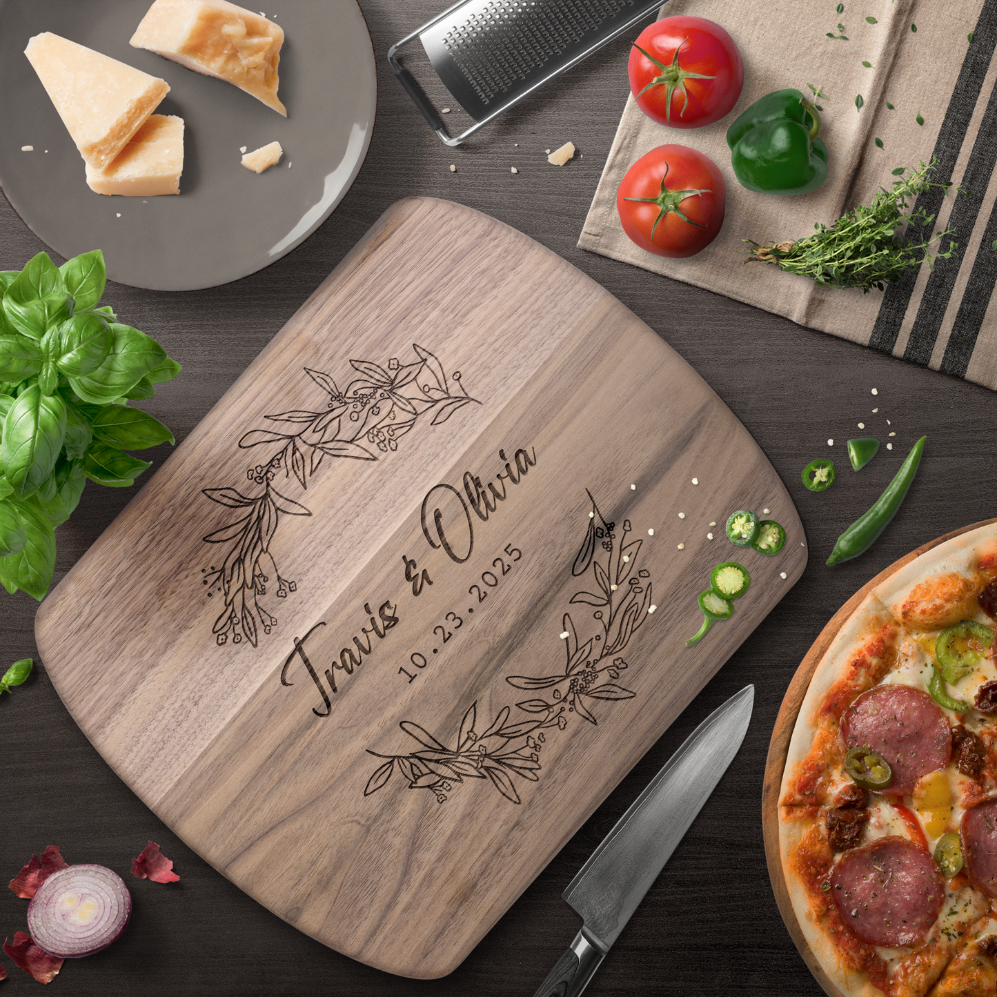 Custom Wedding Date & Name Engraved Cutting Board - c412a25