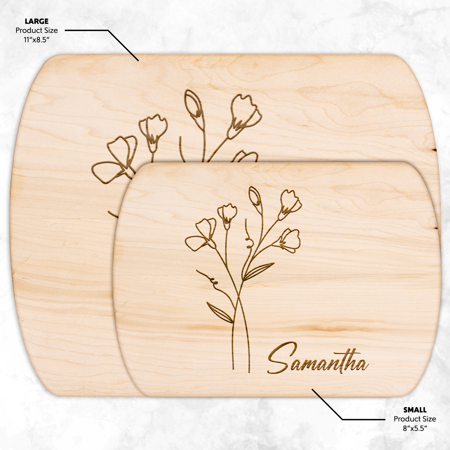 Custom Name Cutting Board with Birth Month Flower - c398a25