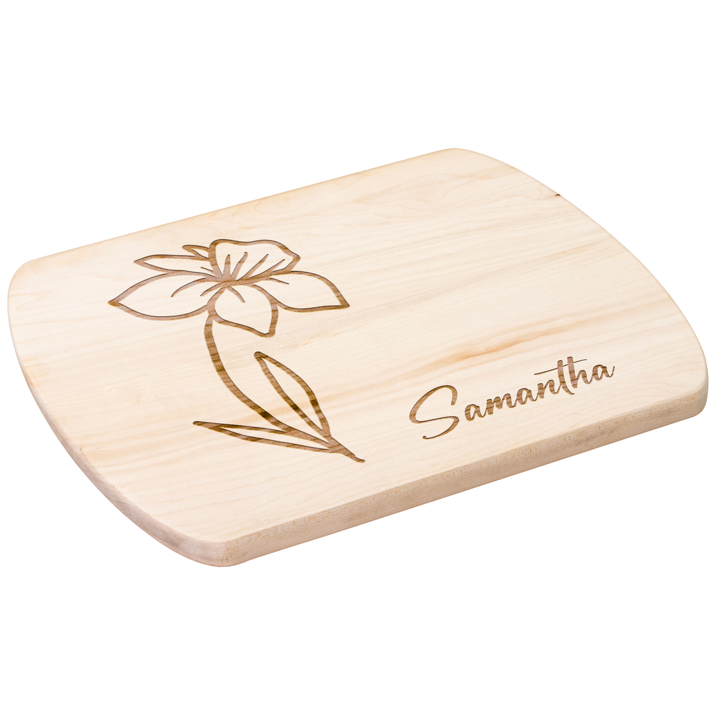Engraved Cutting Board with Custom Name & Birth Flower - c399a25