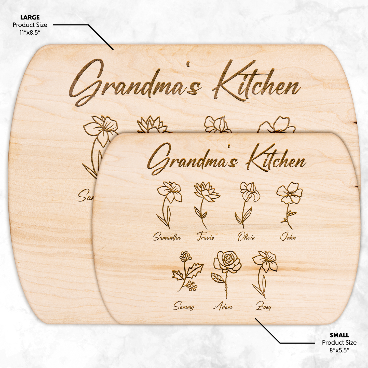Custom Grandma’s Kitchen Cutting Board with Grandkids - c410a25