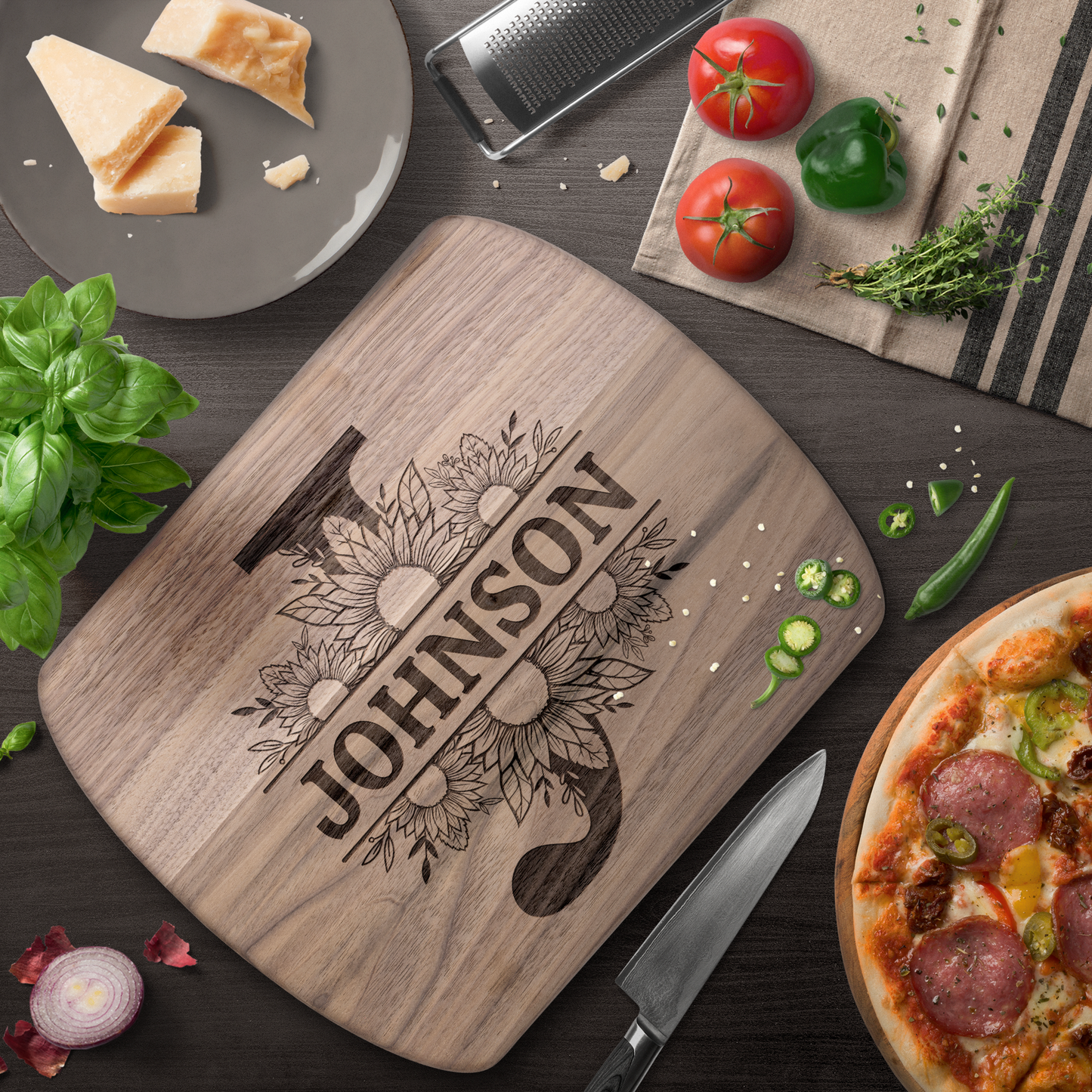 Custom Sunflower Monogram Cutting Board - c396a25