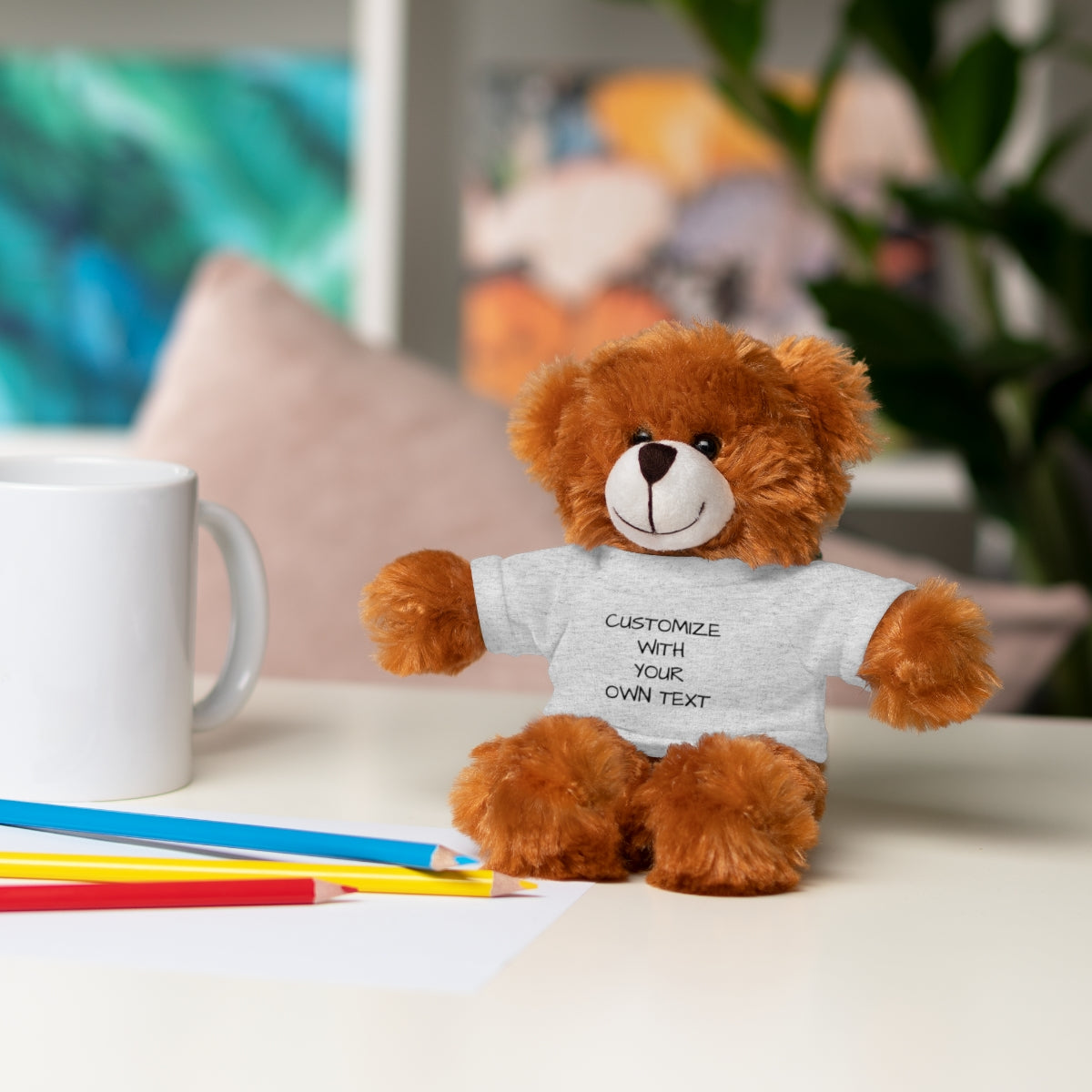 Stuffed Animal with Custom T-Shirt | Personalized Plush Gift | Kids Birthday Present | Customizable Text - c239a25