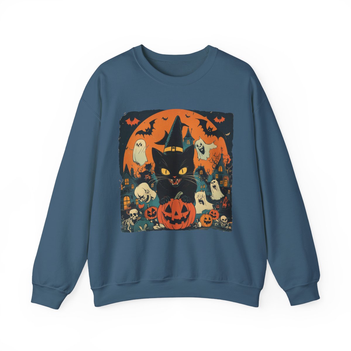 Spooky Cat & Pumpkin Sweatshirt for Halloween Fans - c492a25