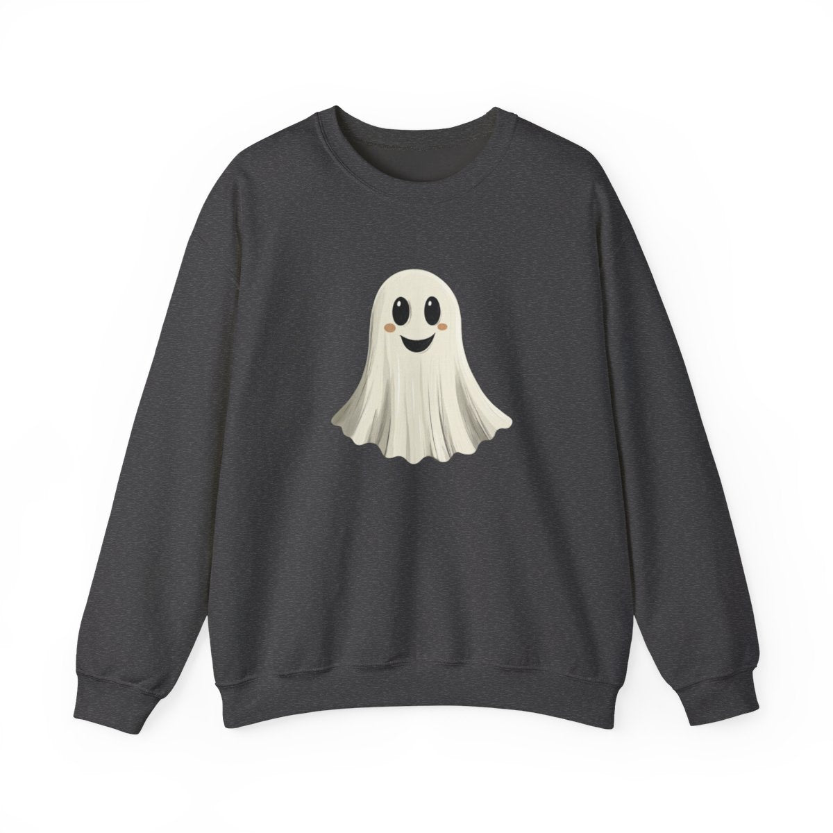 Happy Ghost on Black Sweatshirt - Minimal Halloween Vibes - c506a25