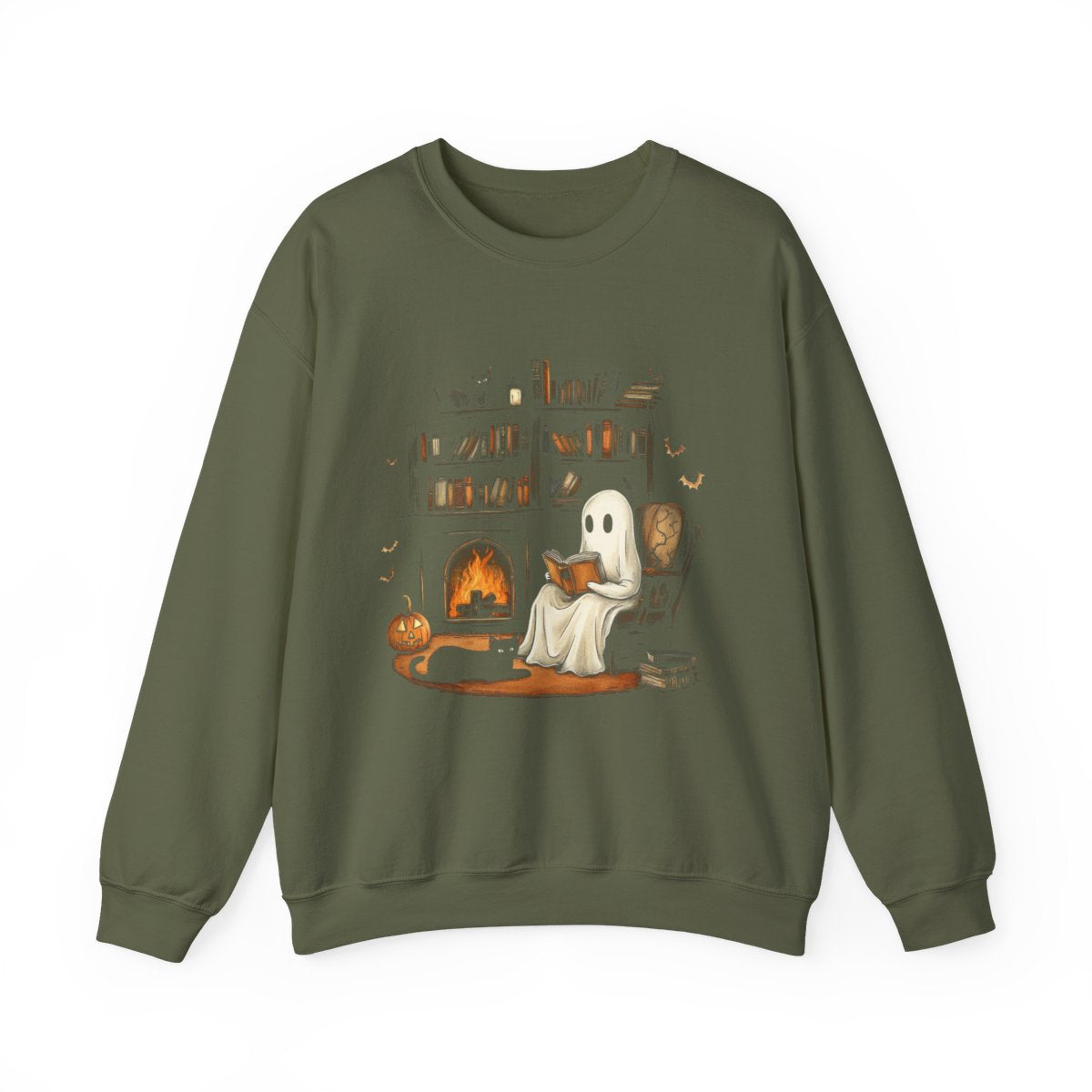 Spooky Bookish Ghost Sweatshirt - Cozy Halloween Aesthetic - c499a25