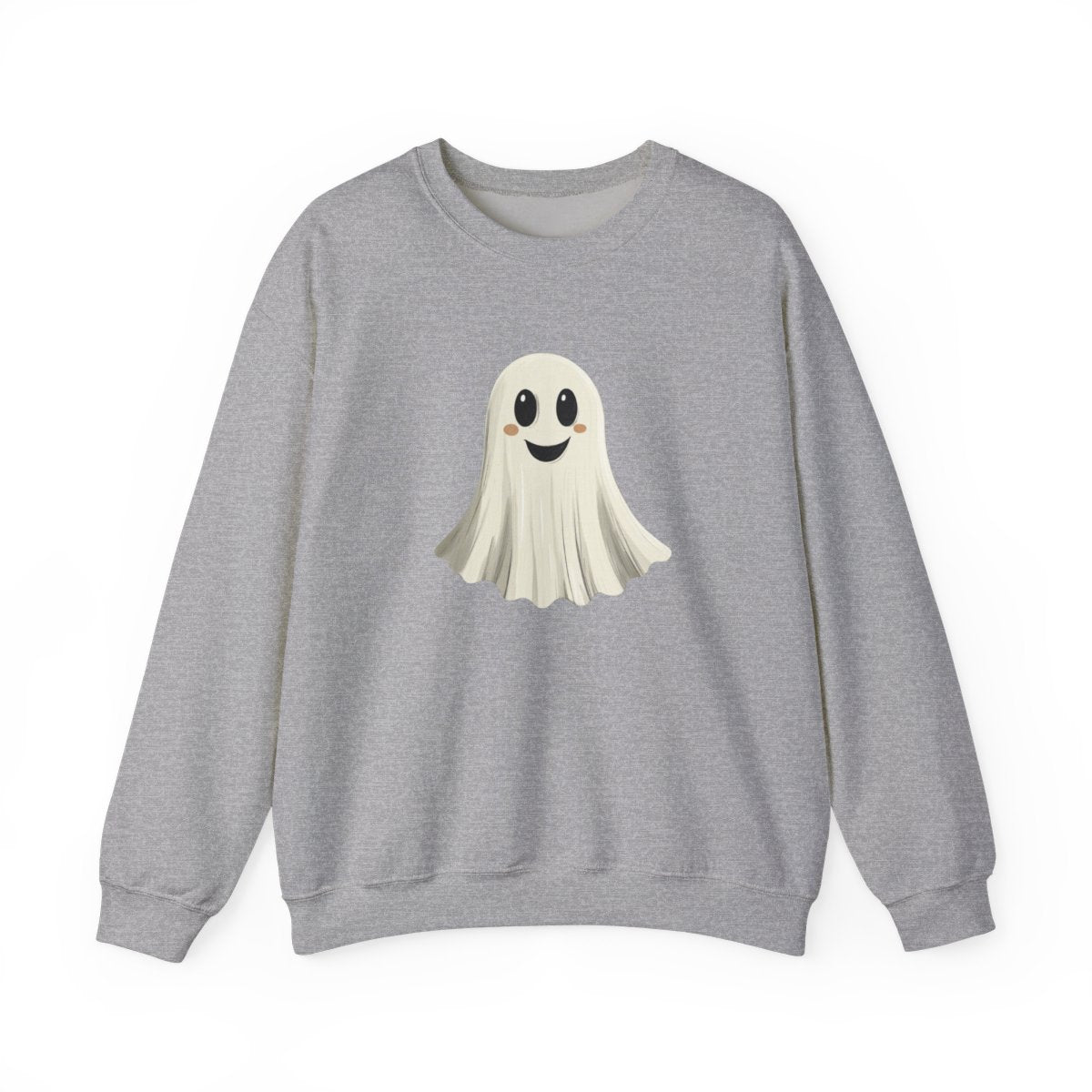Happy Ghost on Black Sweatshirt - Minimal Halloween Vibes - c506a25