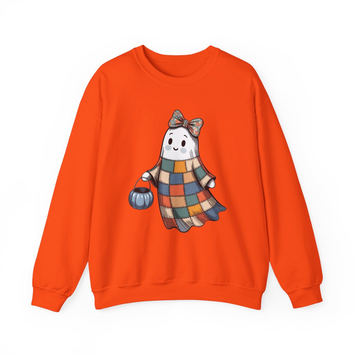 Patchwork Ghost Cozy Fall Halloween Sweatshirt - c474a25