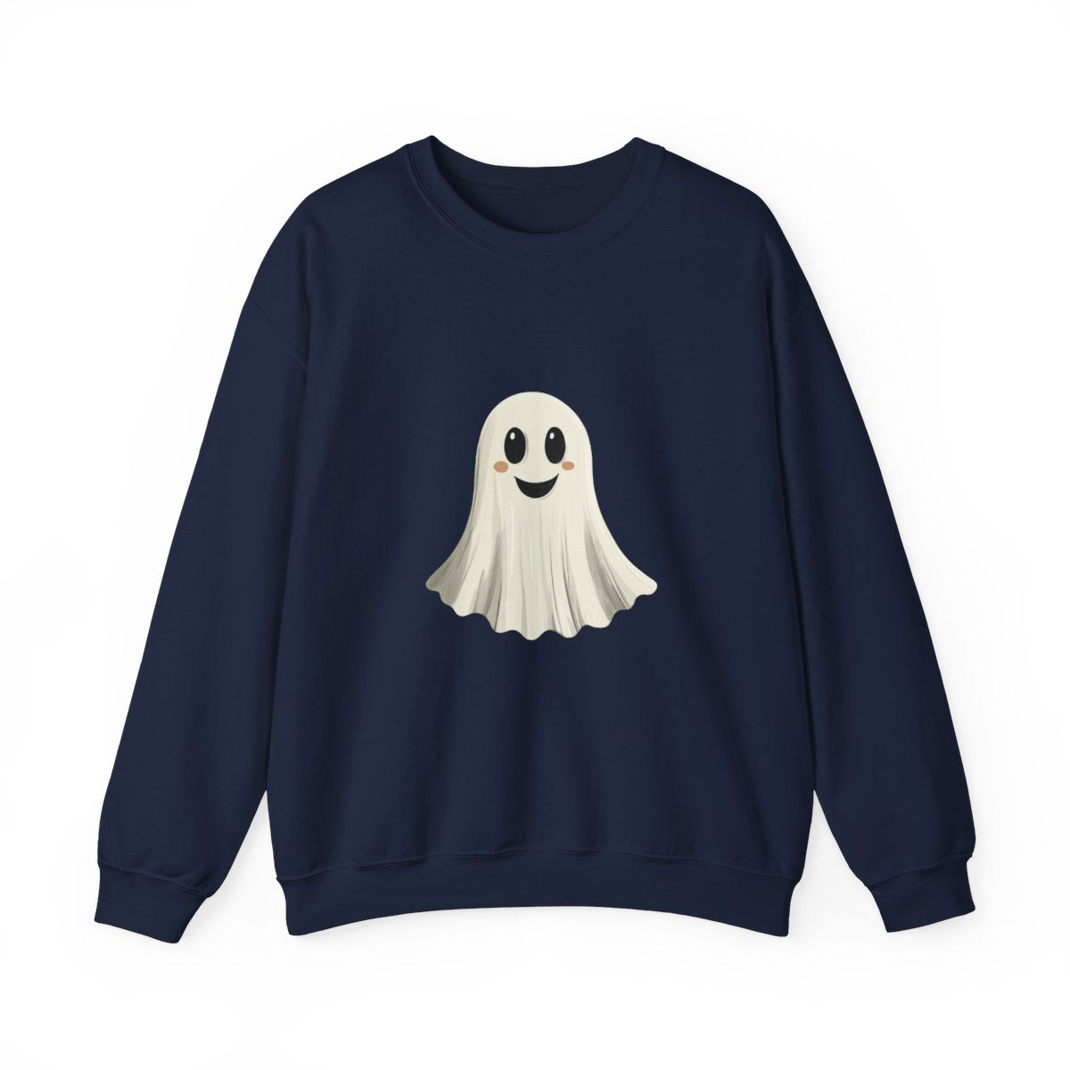 Happy Ghost on Black Sweatshirt - Minimal Halloween Vibes - c506a25
