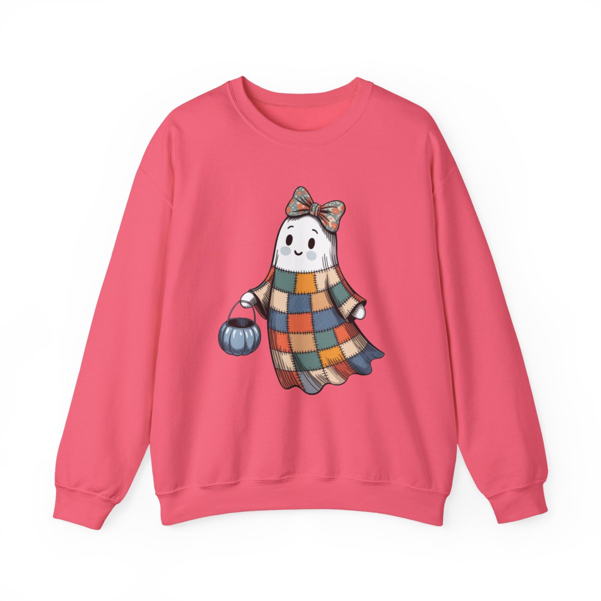 Patchwork Ghost Cozy Fall Halloween Sweatshirt - c474a25