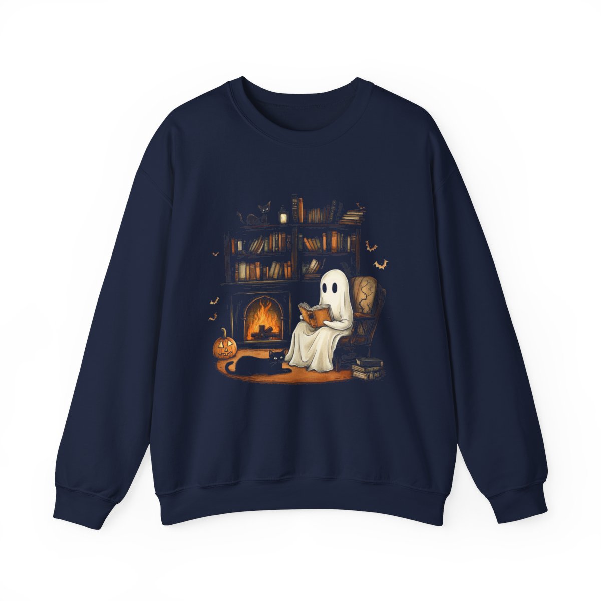 Spooky Bookish Ghost Sweatshirt - Cozy Halloween Aesthetic - c499a25