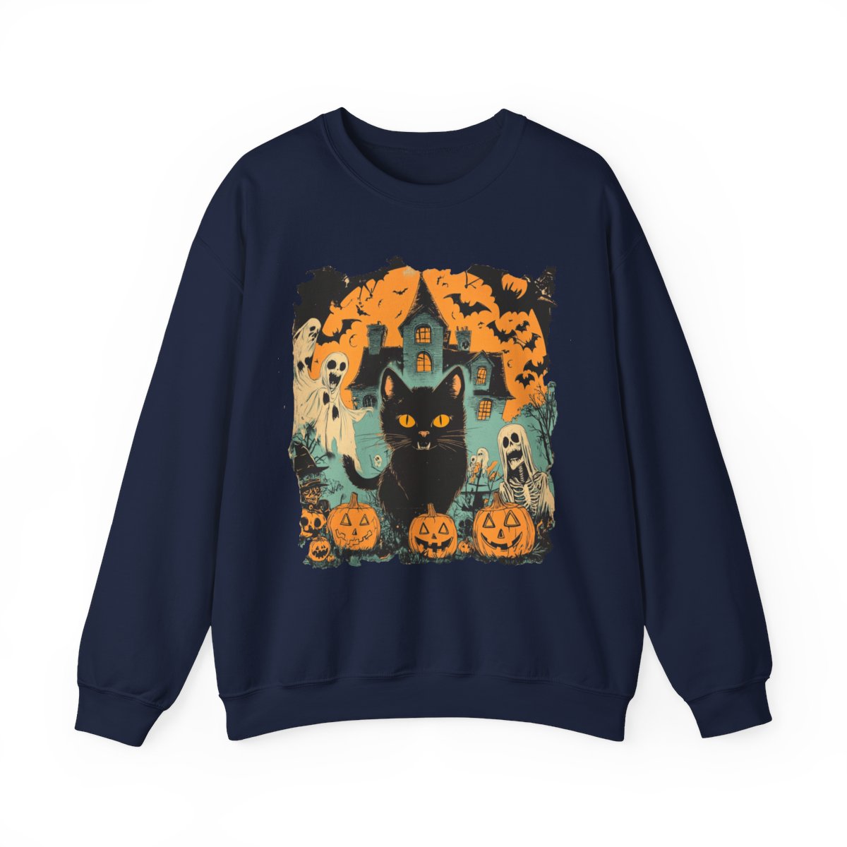 Haunted Cat & Pumpkin Sweatshirt - Spooky Season Must-Have - c501a25