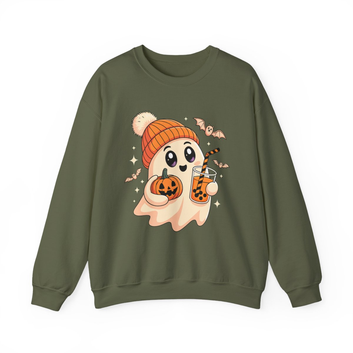 Pastel Ghost with Boba Tea Halloween Sweatshirt - c475a25