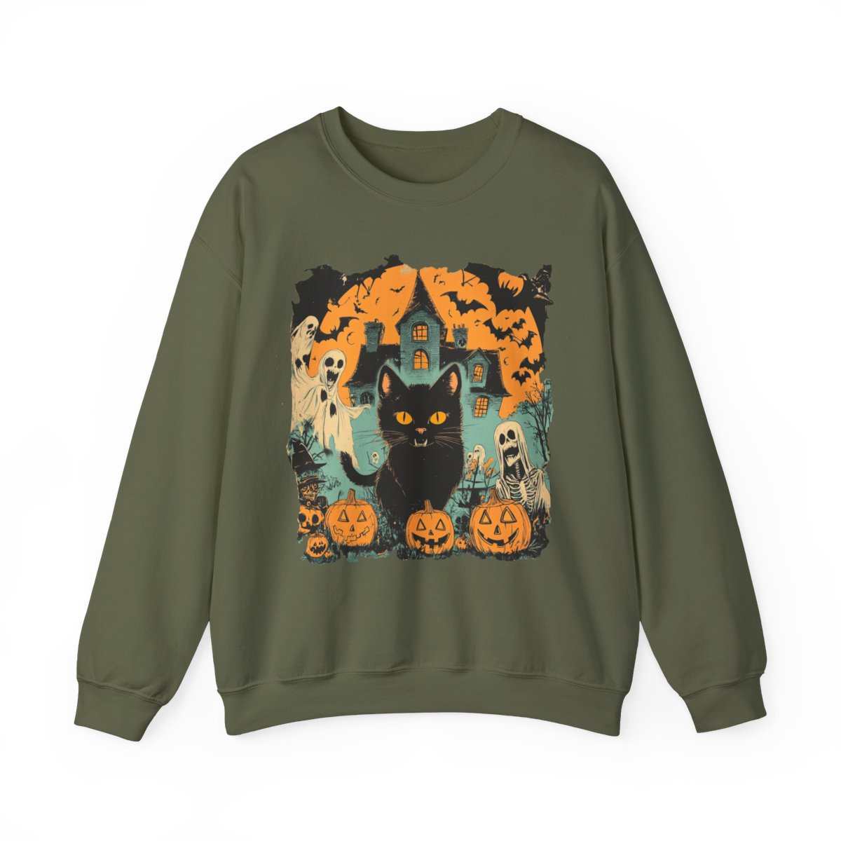 Haunted Cat & Pumpkin Sweatshirt - Spooky Season Must-Have - c501a25