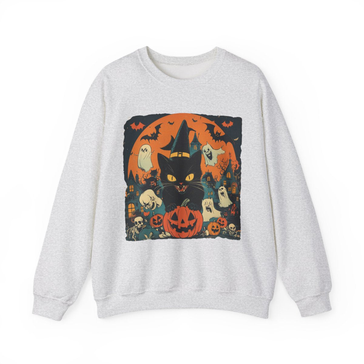 Spooky Cat & Pumpkin Sweatshirt for Halloween Fans - c492a25