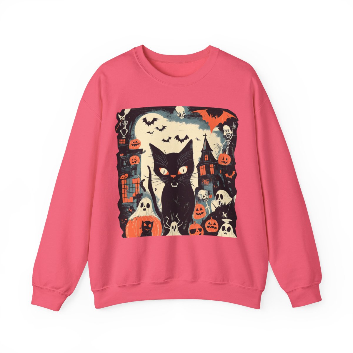 Retro Spooky Cat Sweatshirt - Haunted Halloween Vibes - c503a25