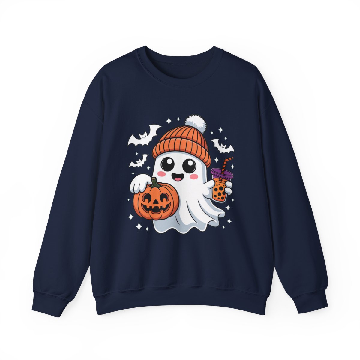 Adorable Ghost Boba Tea Halloween Sweatshirt - c473a25