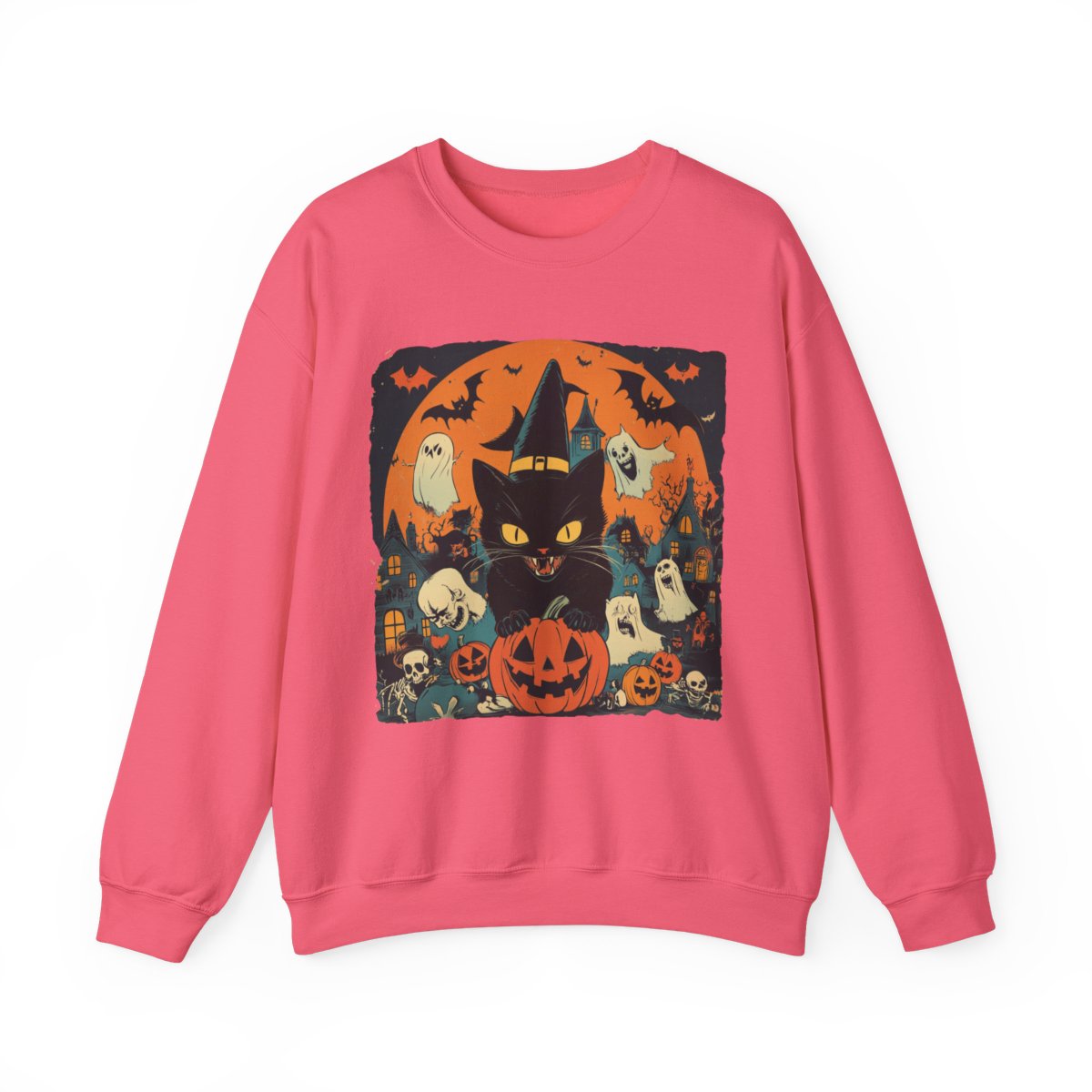 Spooky Cat & Pumpkin Sweatshirt for Halloween Fans - c492a25