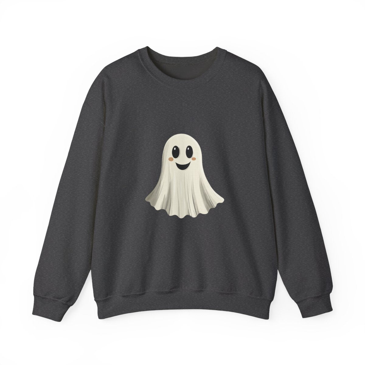 Happy Ghost on Black Sweatshirt - Minimal Halloween Vibes - c506a25