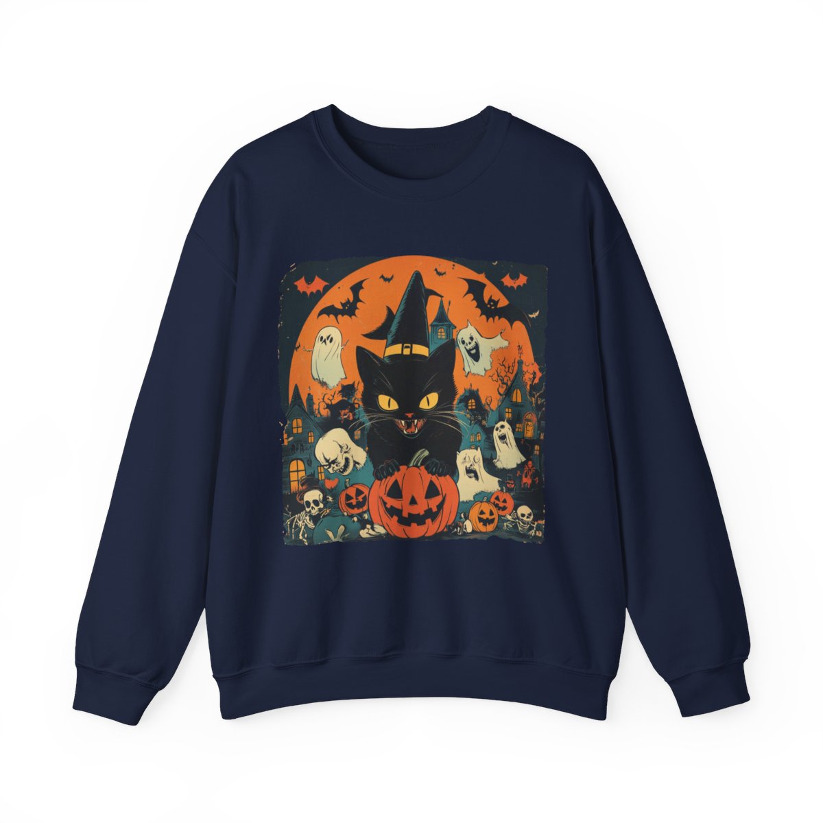 Spooky Cat & Pumpkin Sweatshirt for Halloween Fans - c492a25