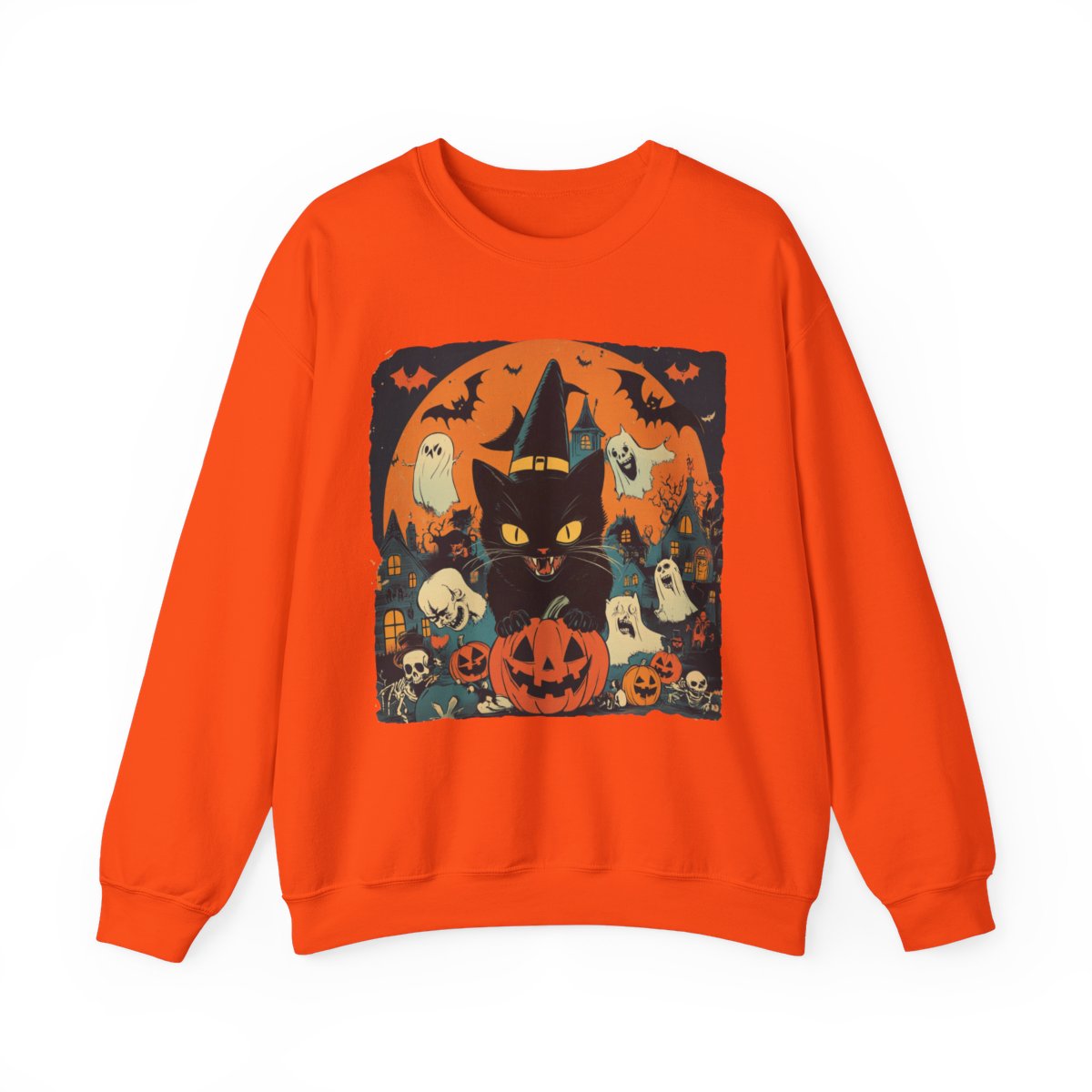 Spooky Cat & Pumpkin Sweatshirt for Halloween Fans - c492a25