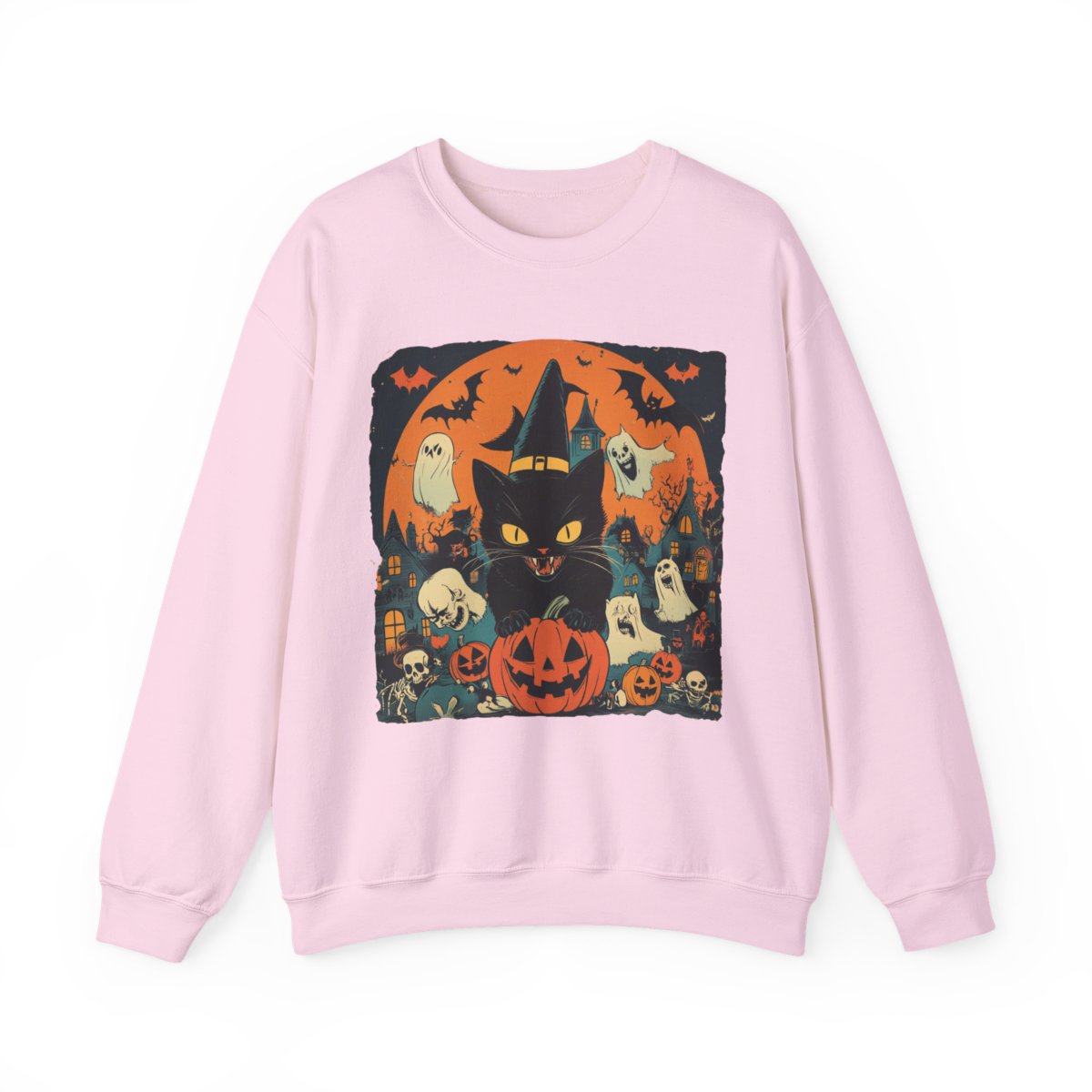 Spooky Cat & Pumpkin Sweatshirt for Halloween Fans - c492a25