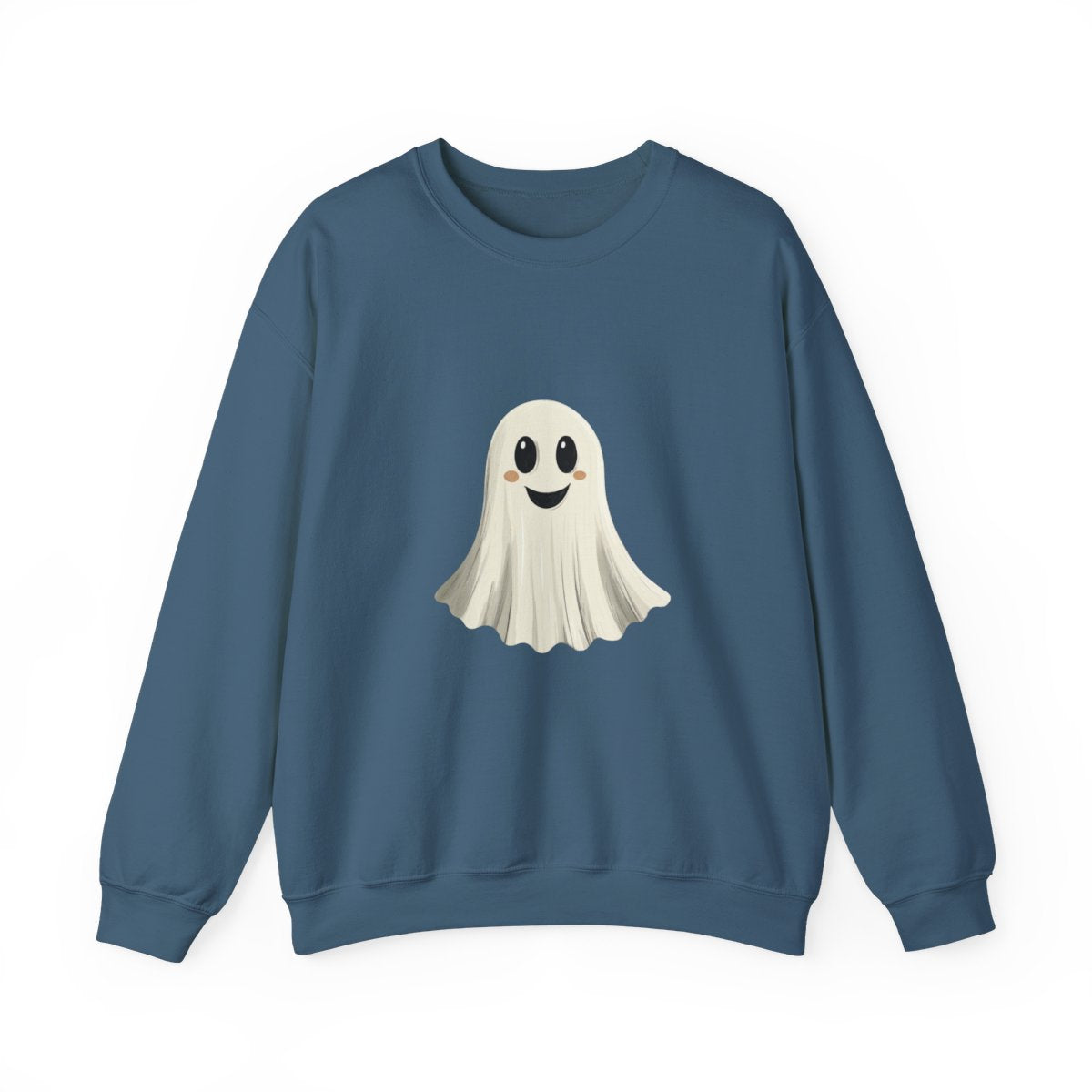 Happy Ghost on Black Sweatshirt - Minimal Halloween Vibes - c506a25