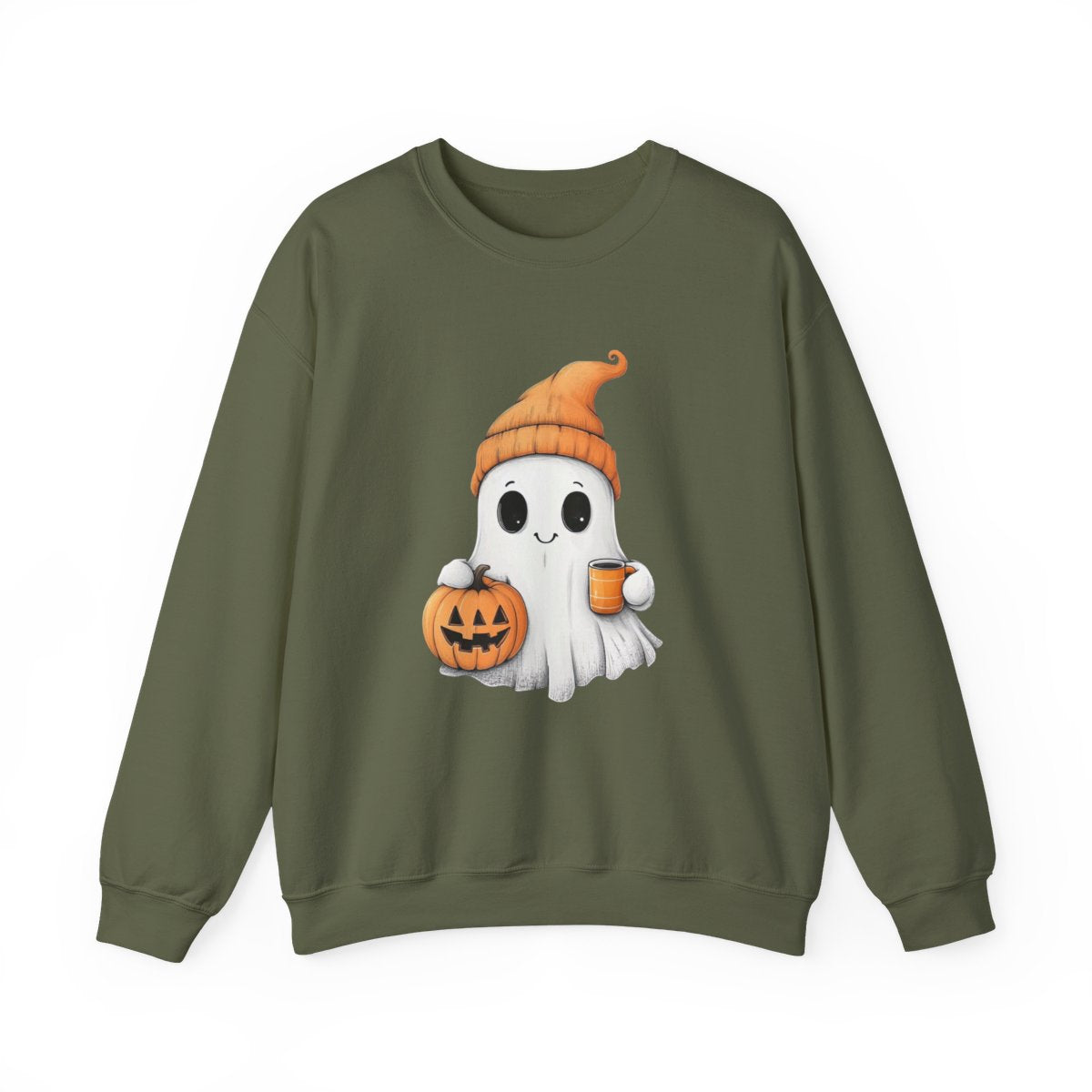 Pumpkin Spice Ghost Sweatshirt - Cozy Halloween Vibes - c497a25