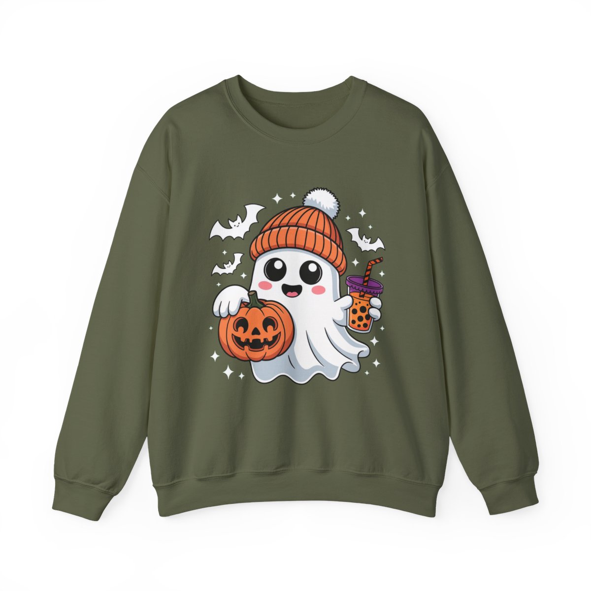 Adorable Ghost Boba Tea Halloween Sweatshirt - c473a25