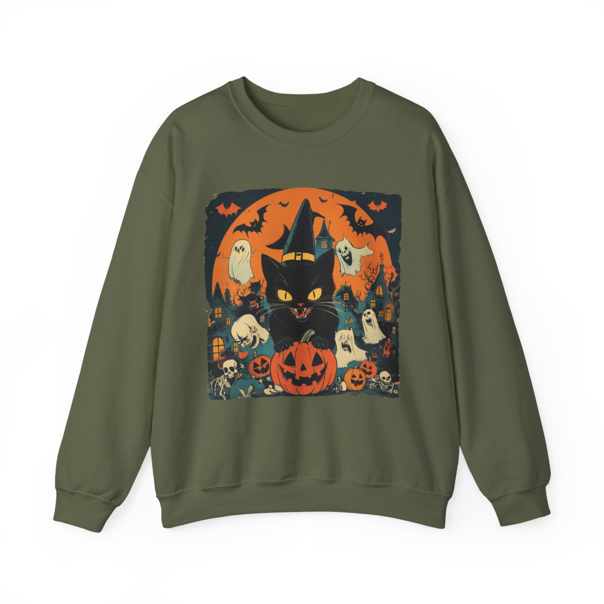 Spooky Cat & Pumpkin Sweatshirt for Halloween Fans - c492a25