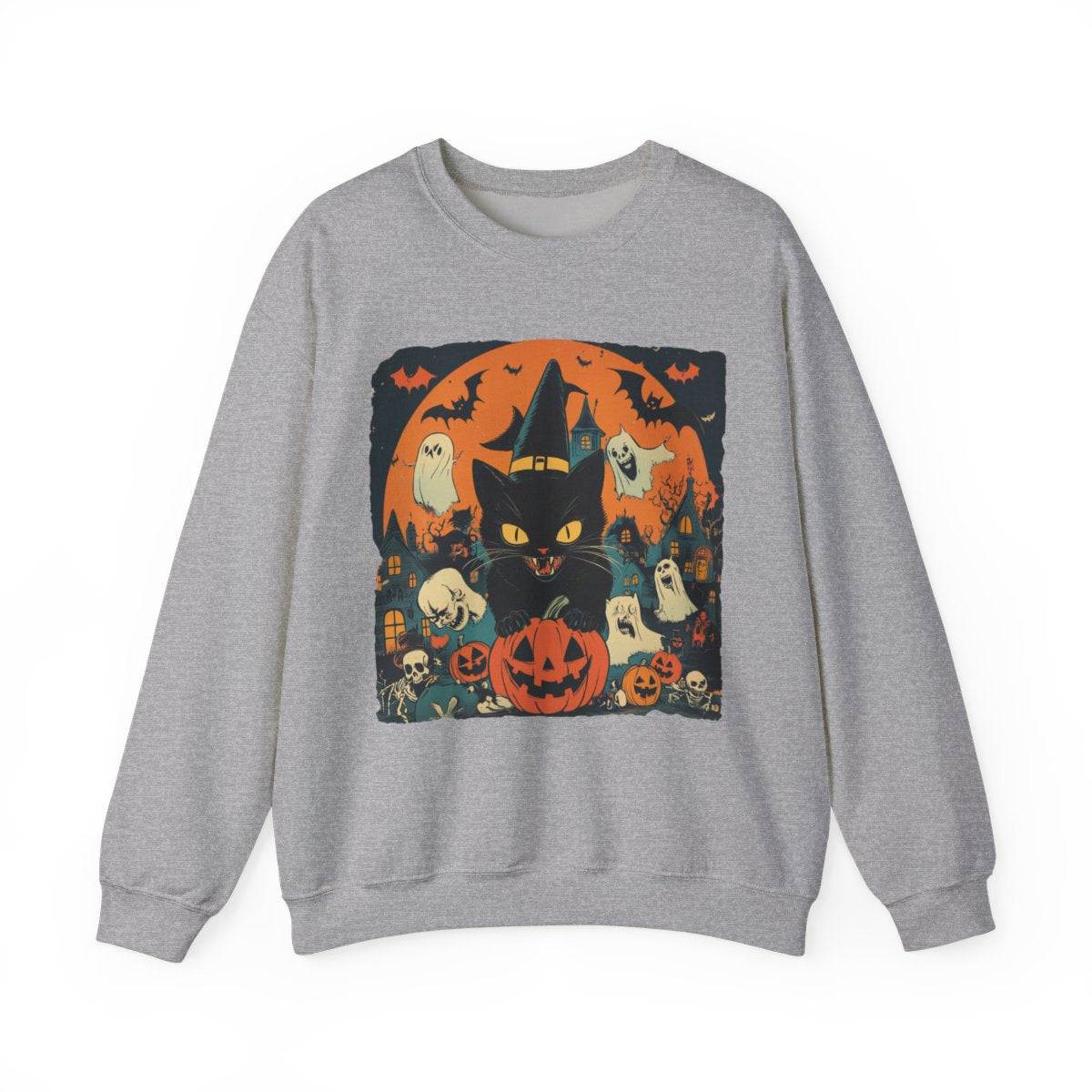Spooky Cat & Pumpkin Sweatshirt for Halloween Fans - c492a25