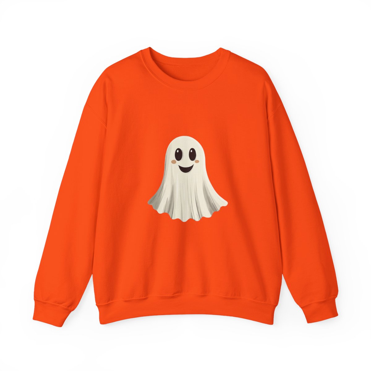 Happy Ghost on Black Sweatshirt - Minimal Halloween Vibes - c506a25
