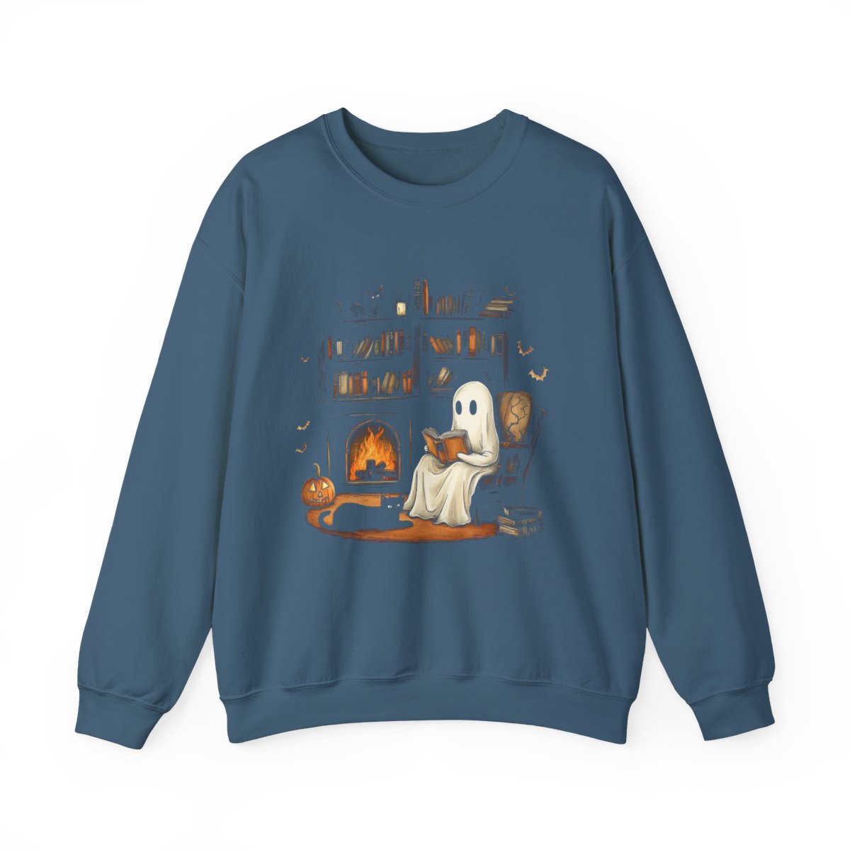 Spooky Bookish Ghost Sweatshirt - Cozy Halloween Aesthetic - c499a25