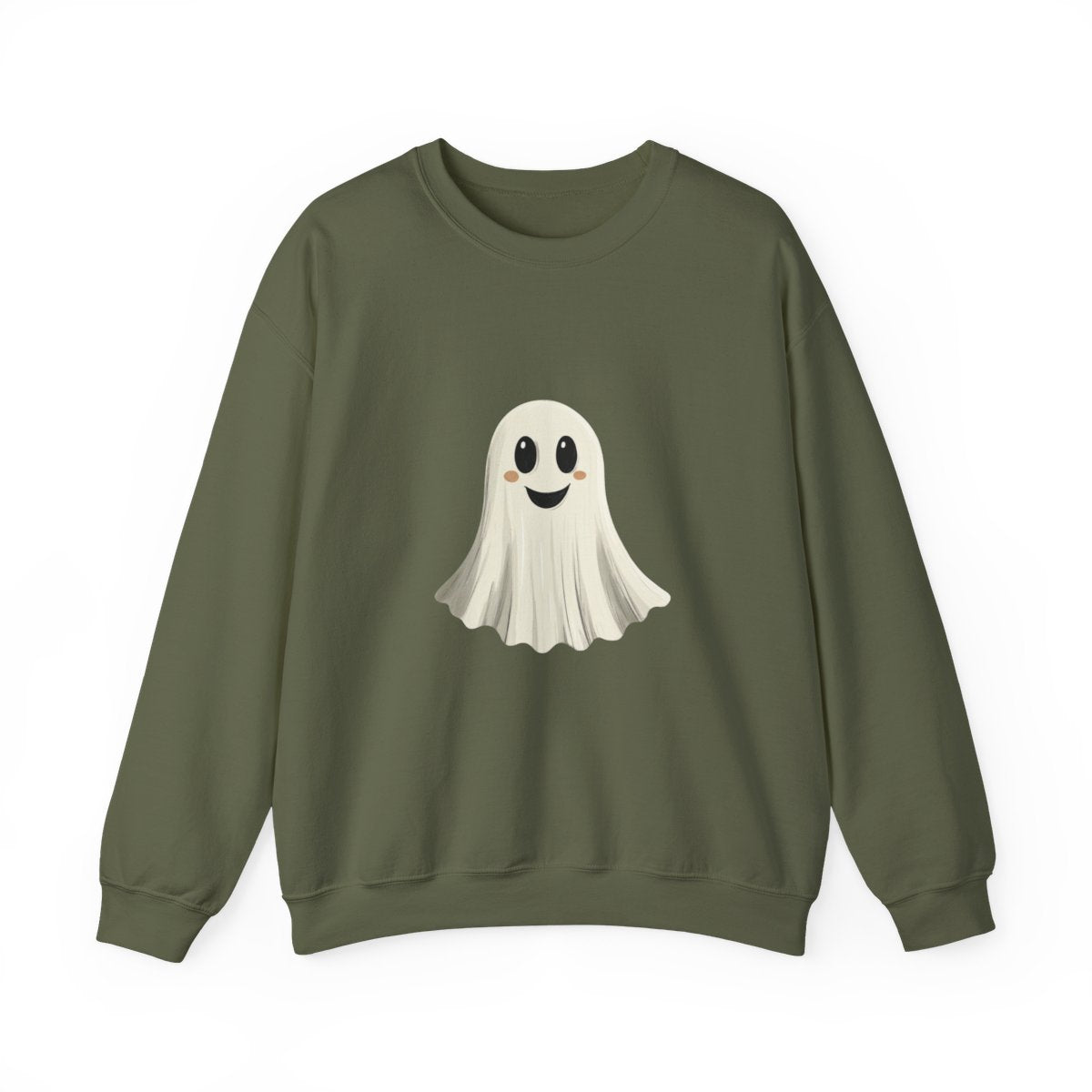 Happy Ghost on Black Sweatshirt - Minimal Halloween Vibes - c506a25