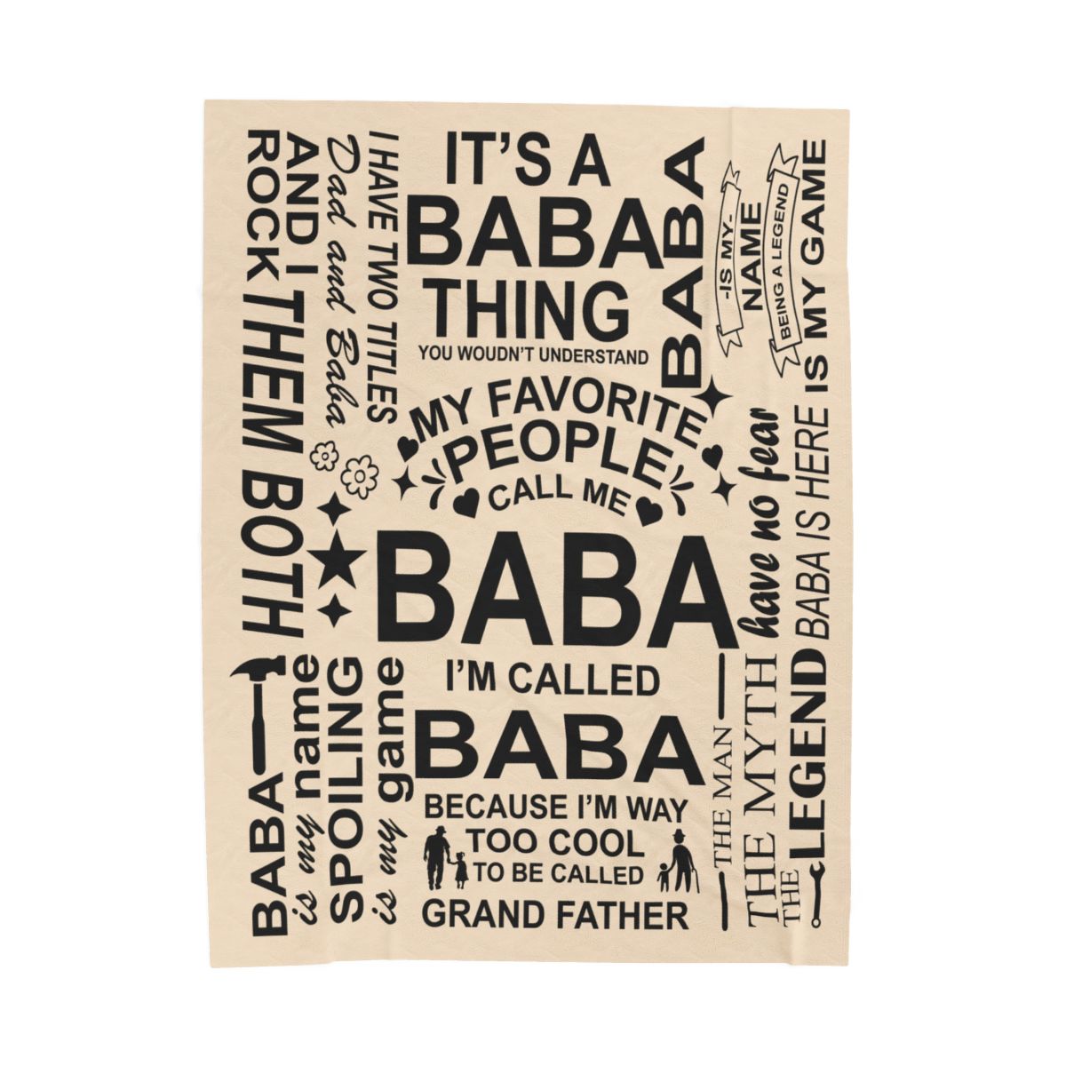 Baba Quotes - Velveteen Plush Blanket - c149a25