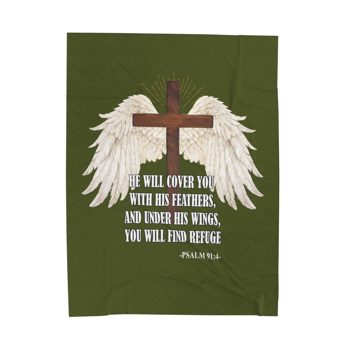He Will Cover You Psalm 91:4 Velveteen Blanket - c131a25