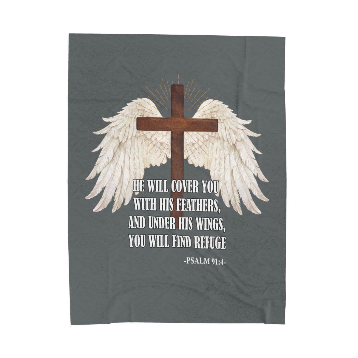 He Will Cover You Psalm 91:4 Velveteen Blanket - c131a25