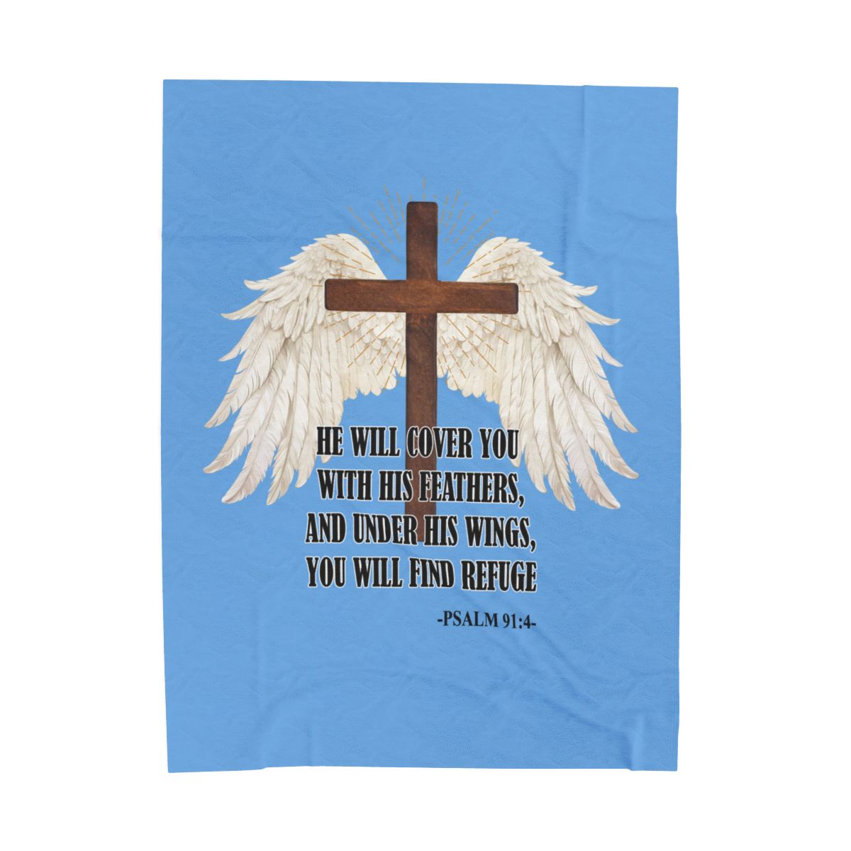 He Will Cover You Psalm 91:4 Velveteen Blanket - c131a25