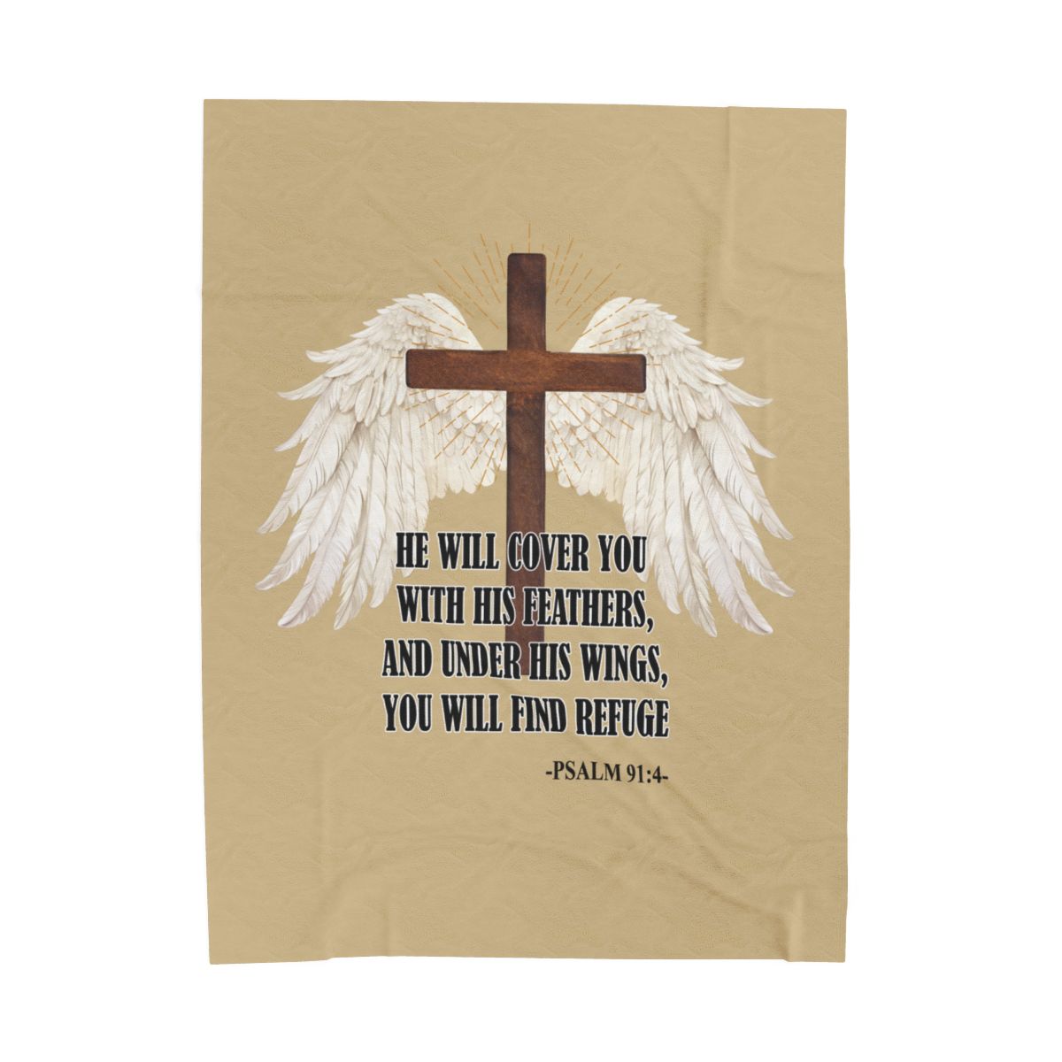 He Will Cover You Psalm 91:4 Velveteen Blanket - c131a25