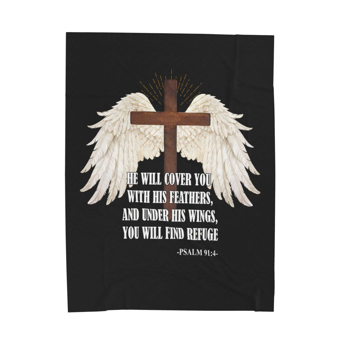 He Will Cover You Psalm 91:4 Velveteen Blanket - c131a25