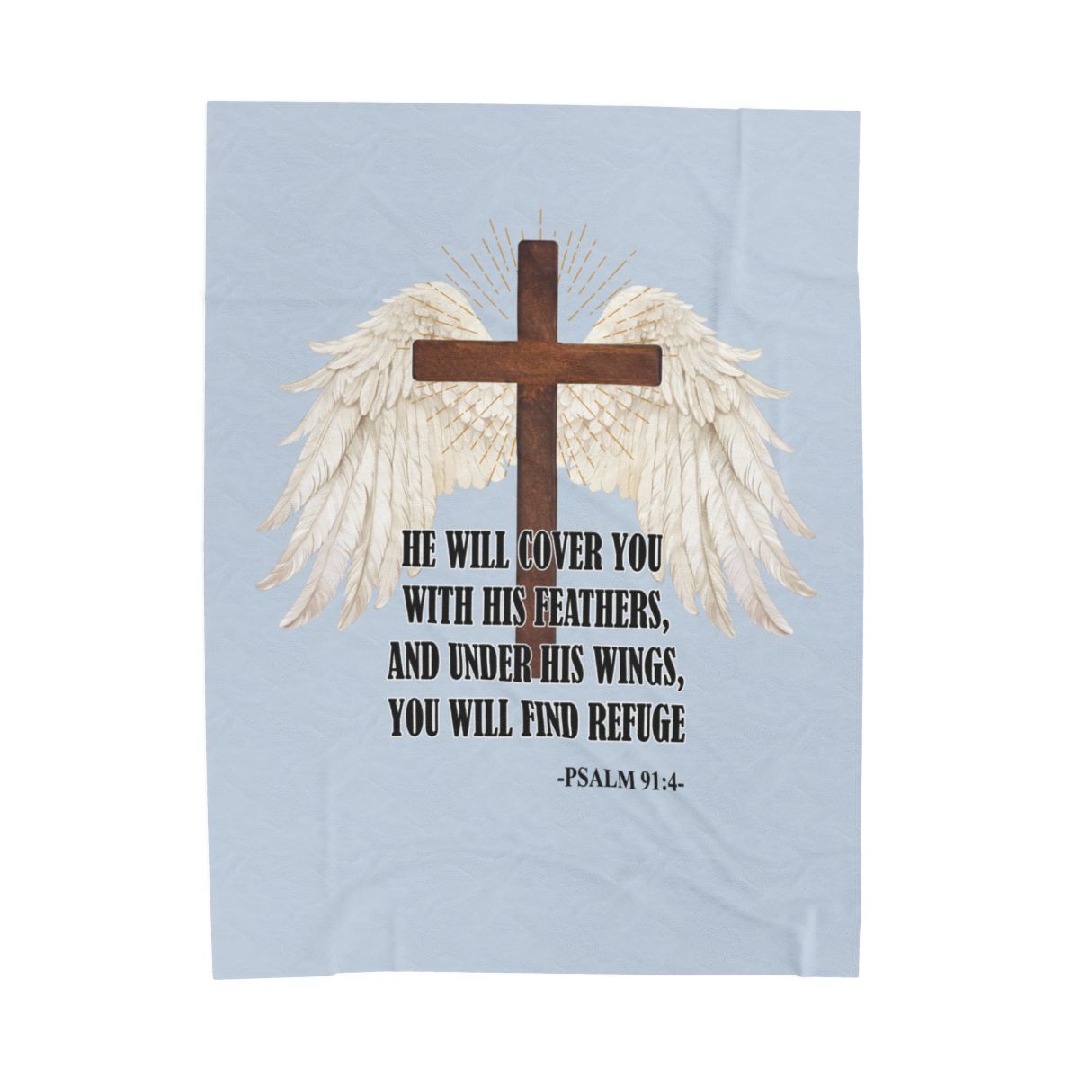 He Will Cover You Psalm 91:4 Velveteen Blanket - c131a25
